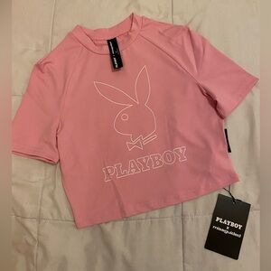 2000s playboy bunny pink crop top!!